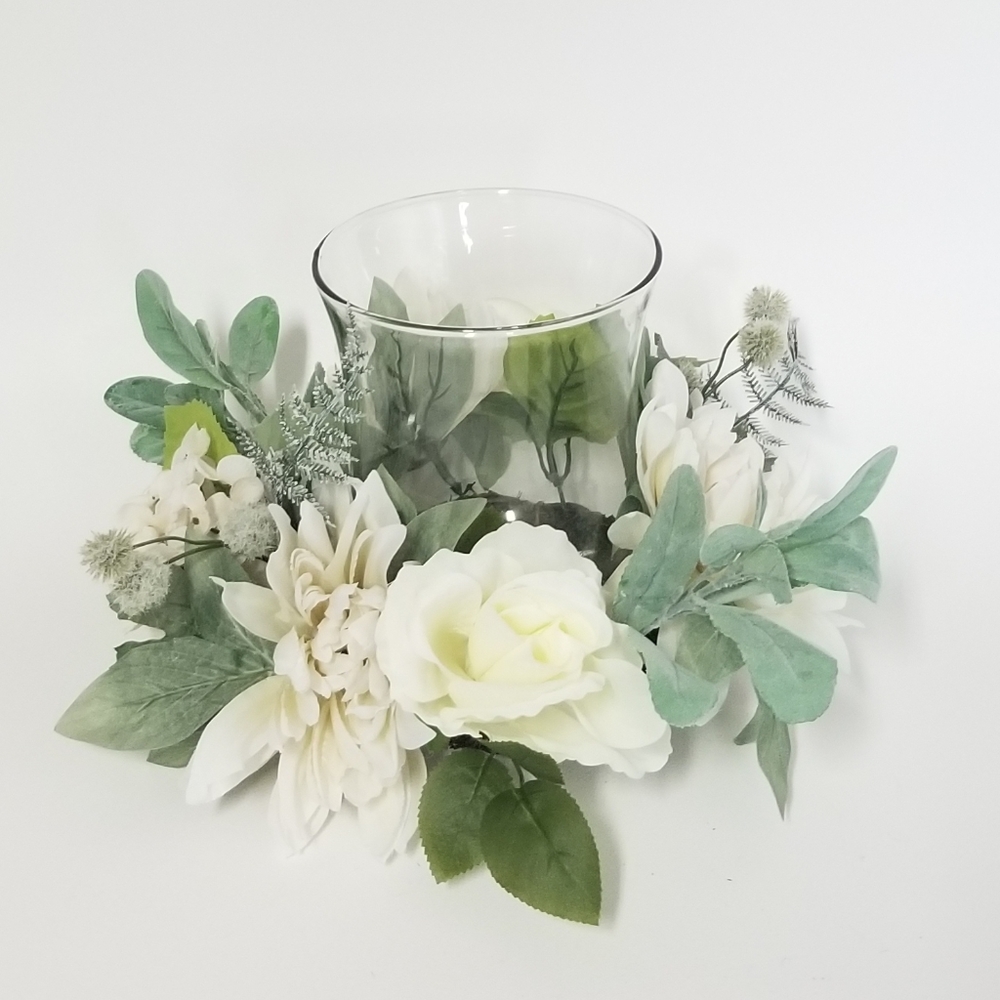 New Hurricane Candle Holder With Faux Floral!